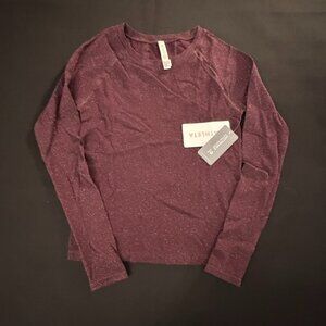 Athleta Momentum Seamless Top Small Shimmer Burgundy